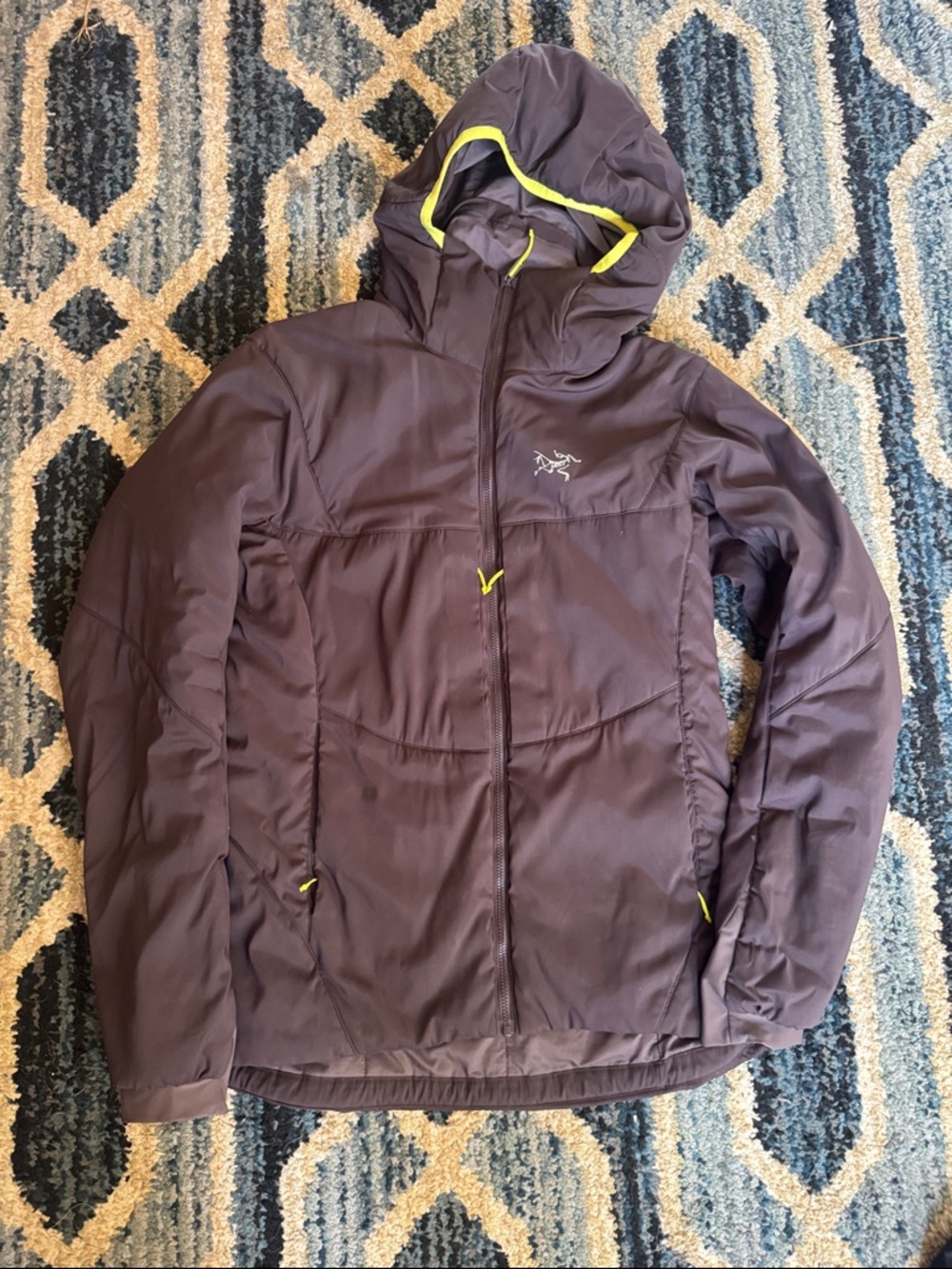 Arc'teryx Women's Hooded Insulated Jacket - Plum with Yellow Accents